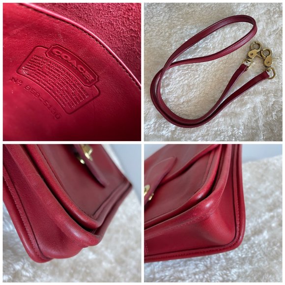COACH Vintage Station Bag, #5130, Coach Red Leather Crossbody Bag - Picture 8 of 11
